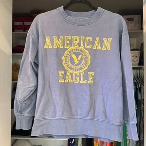 American Eagle Graphic Sweatshirt blue with gold lettering, women’s XS